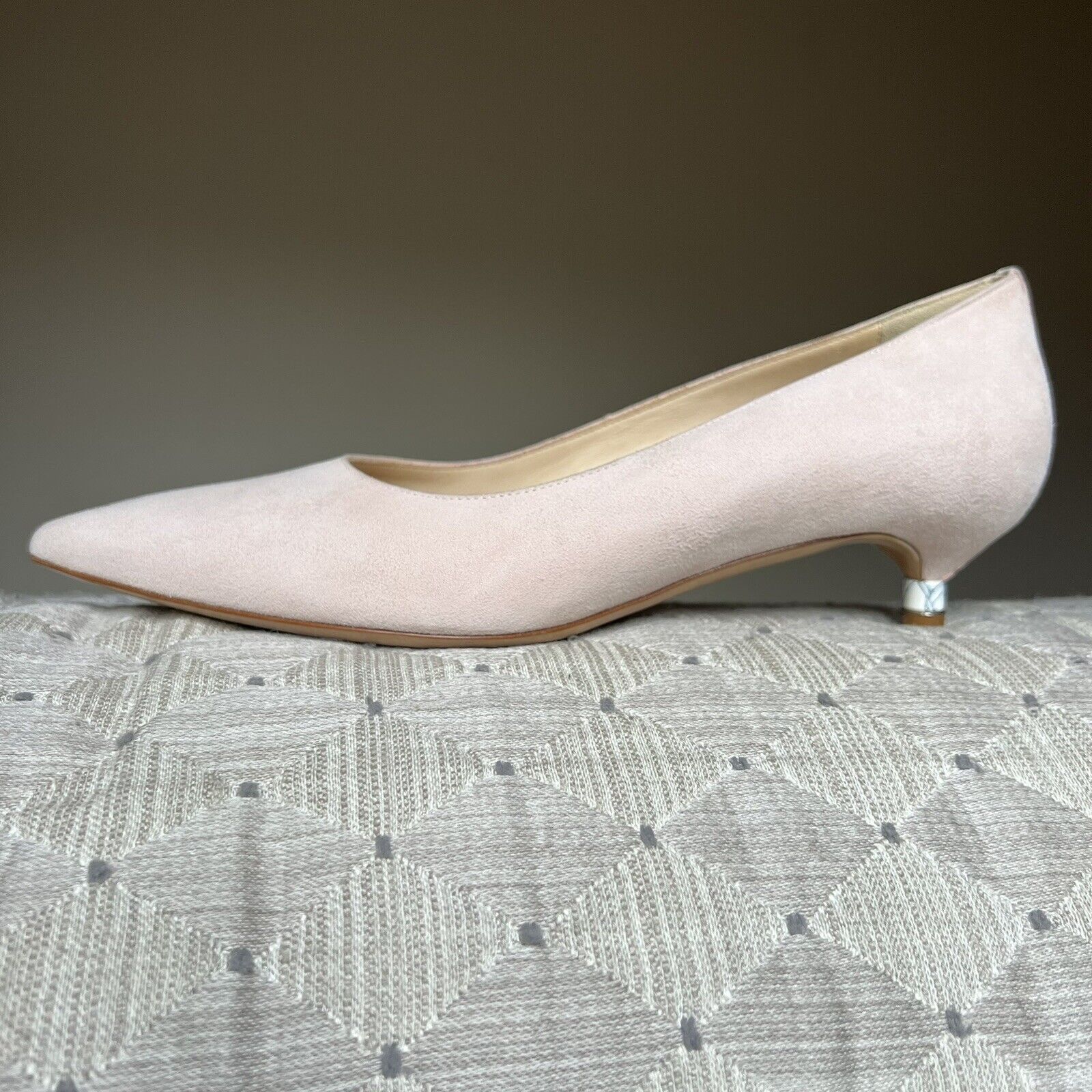 Gabriela Hearst Blush Pink Suede Leather Kitten Heel Pump Women Eu 37 Us 7
